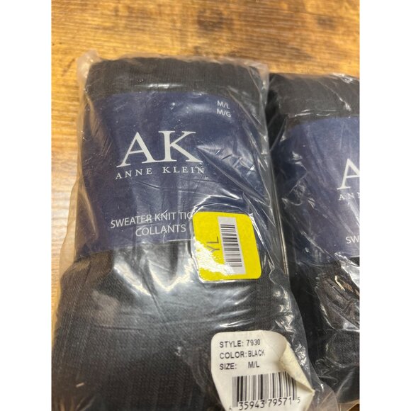 2X Anne Klein Sweater knit Tights Collants Size M/L Black - Picture 3 of 6